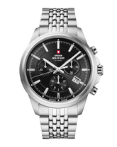 Swiss Military Klassischer Chronograph Schwarz Stahl Herrenuhr - SM34107.01